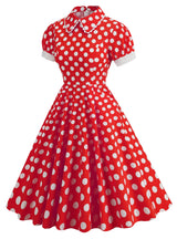 Retro Polka Dot Doll Collar Short Sleeve Dress