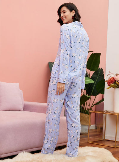 Long-sleeved Trousers Print Suit