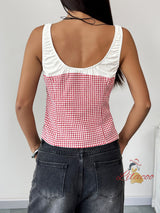 Women Contrast Lace-up Slim Vest