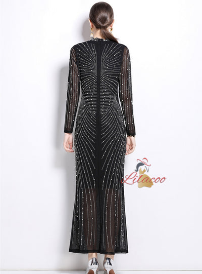 Heavy Industry Hot Drilling Slim Long-sleeved Dress