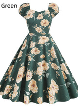 Printed Silm Waist Retro Hepburn Dress