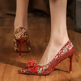 Stiletto Heel Applique High Heels Wedding Shoes