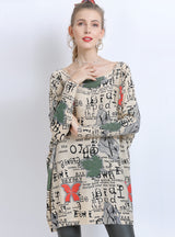 Letter Butterfly Print Loose Bat Sweater