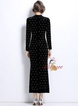 Heavy Industry Rhinestone Velvet Dress