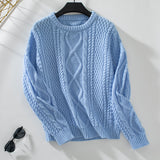 Solid Color Twist Pullover Sweater