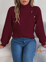 Casual Solid Color Button Twists Sweater