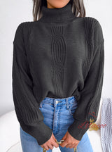 Turtleneck Twist Lantern Sleeve Sweater