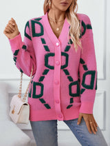 Long Button Knitted Letters Sweater Coat