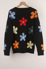 Multicolored Flowers Long Sleeve Sweater