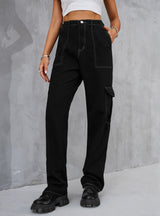 Retro Elastic Waist Denim Pant