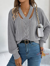 Leisure Hollow V-neck Twist Sweater