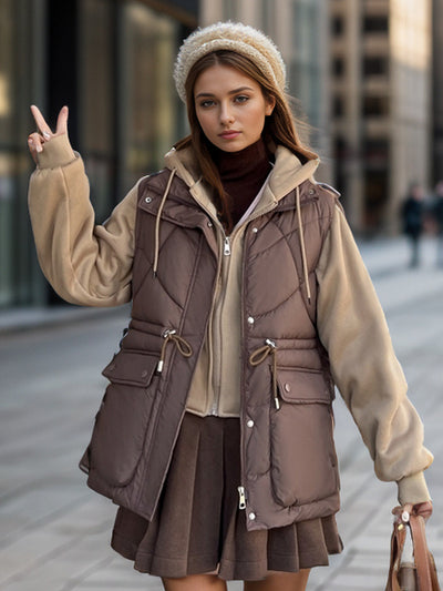 False Two-piece Splicing Thickened Hooded Coat