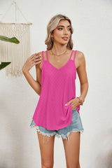 Solid Color V-neck Suspender Vest Loose T-shirt