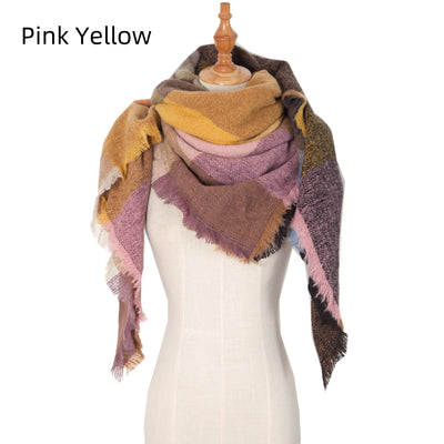 Thickened Warm Shawl Prickly Plaid Square Scarf