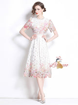 Medium and Long Lace Short Sleeve Dress