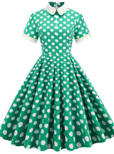 50'S Palace High Collar Polka Dot Retro Dress