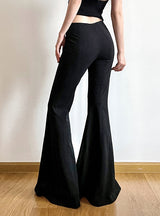 V-neck High Waist Slim Flared Pants