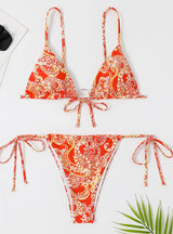 Sexy Triangular Ring Printed Bikini