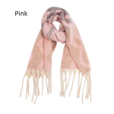 Jacquard Coarse Tassel Gradient Wavy Scarf