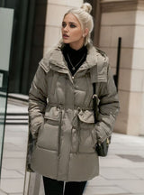 Medium and Long Slim Waist Cotton-padded Jacket