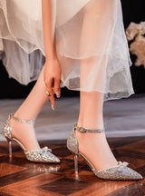 Women Beaded Pointed Wedding Shoes