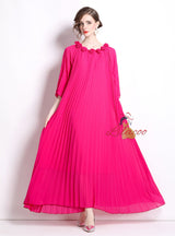 Chiffon Three-dimensional Flower Pleated Dress