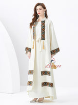 Holiday Palace Embroidered Horn Sleeves Long Dress Two-piece Set