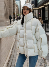 Woven Square Loose Cotton-padded Jacket Coat