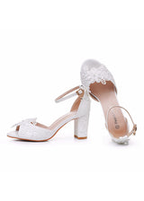 7 cm Fishmouth Shallow Lace Flower Sandals