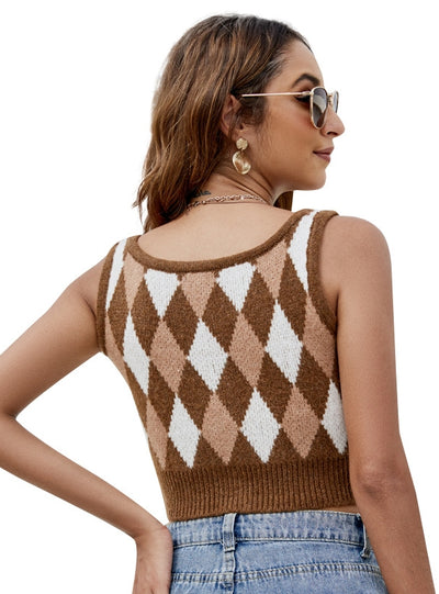 Diamond Sleeveless Knit Vest