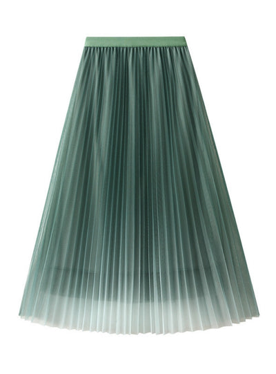 Gradient Gauze Pleated Skirt