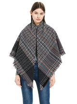 Fine Plaid Thick Fringed Scarf Shawl