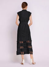 Palace Openwork Lace Stand-up Collar Slim Dress