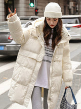 Hooded Padded Long Down Jacket Coat