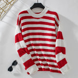 Casual Striped Color Matching Pullover Sweater