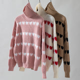 Lapel Love Heart Pullover Long Sleeve Sweater