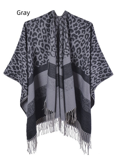 Leopard Tassel Scarf Shawl Cloak