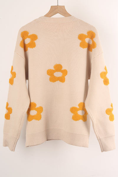 Women Flower Round Neck Sweater