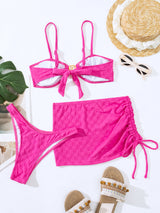 Sexy Swimming Solid Color Three-piece Bikini