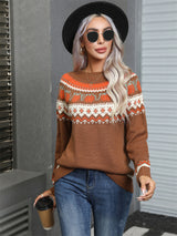 Christmas Print Round Neck Sweater