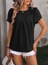 Casual V-neck Chiffon Bud Sleeve Shirt Top