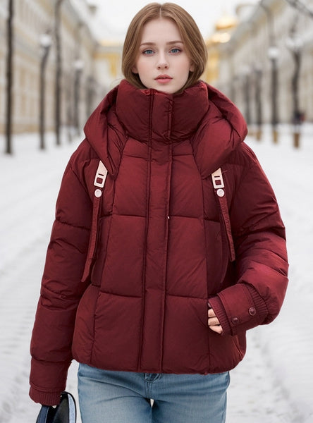 Short Loose Hooded Padded Down Coat