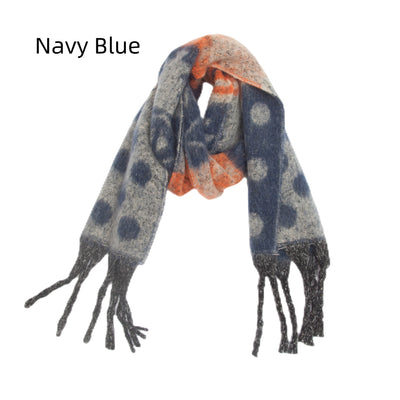 Heavy Tassel Jacquard Polka-dot Christmas Scarf