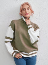 Color Matching Female Long Sleeve Sweater