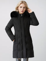 Mid-length Stand-up Collar Slim Cotton-padded Jacket