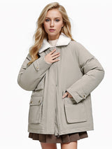 Solid Color Lapel Retro Cotton-padded Jacket Coat