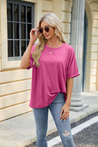 Round Neck Loose Short Sleeve T-shirt Top