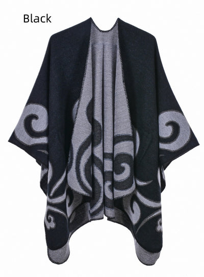 Cashmere-like Cloak Scarf Split Shawl