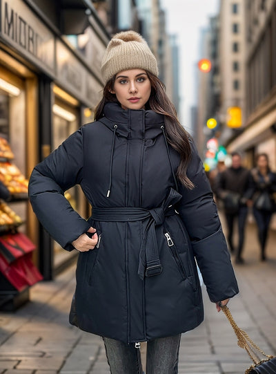 Casual Slim Waist Hooded Cotton-padded Jacket Coat