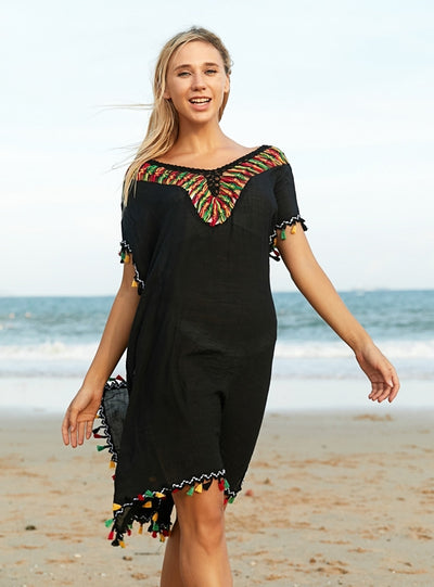 Bat Sleeve Swimsuit Cover Up Beach Dress